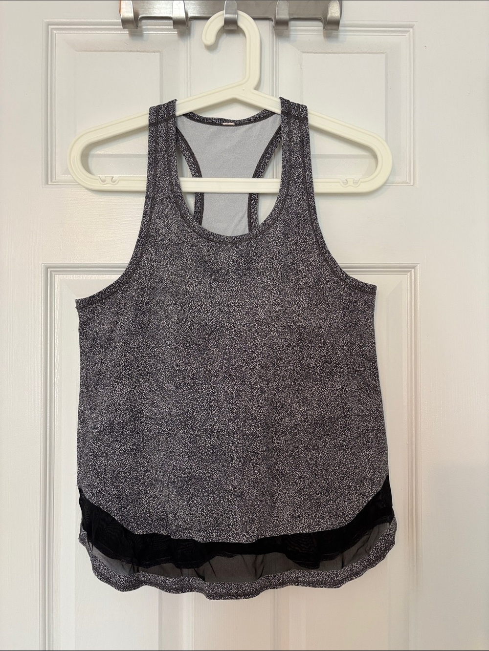 lululemon athletica Black Speckled Racerback Tank with Sheer Hem
